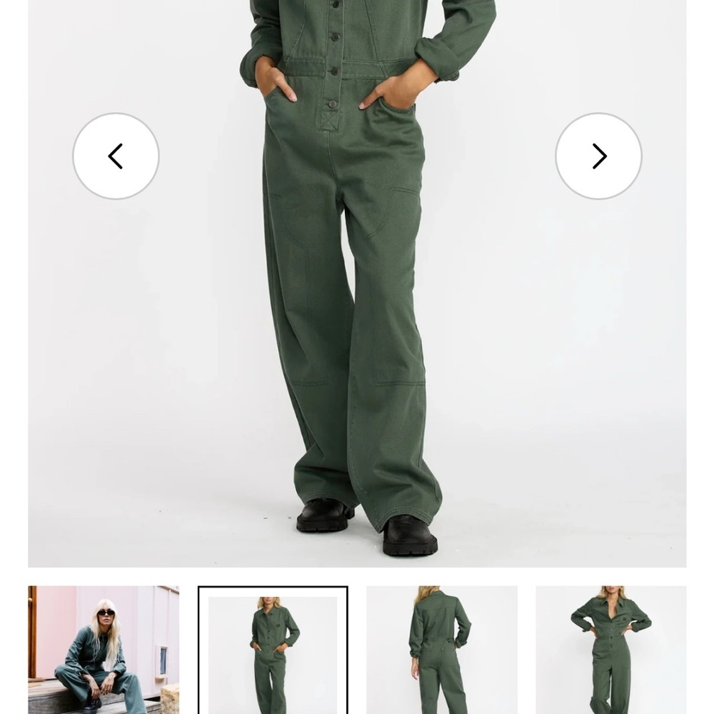 RVCA Green Button-Up Coverall jumpsuit - Picture 7 of 9